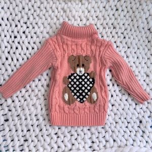 12m Coral turtleneck long sleeve sweater!
